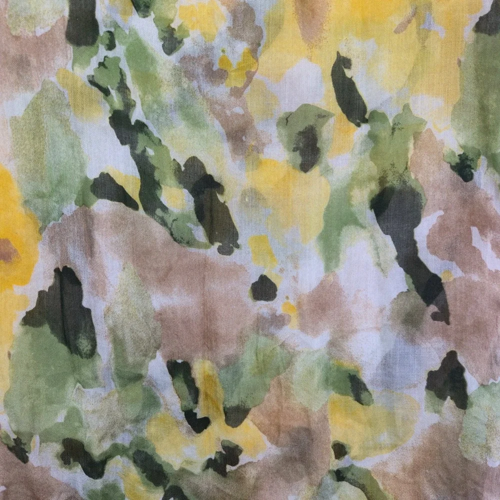 NWT Simply Vera Vera Wang Watercolor Floral Scarf Yellow‎ Green Lightweight Boho